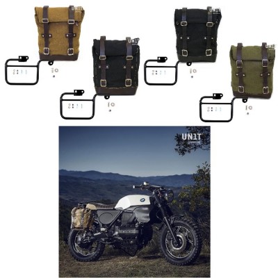 Borsa laterale in canvas e telaio reggi borsa Unitgarage per BMW K75 K100