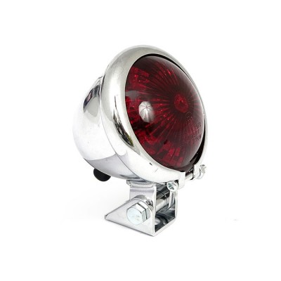 Bates universal motorcycle rear light with chrome body and red lens ECE approved