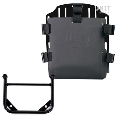 Portaborse in alluminio con frontale regolabile e aggancio rapido + telaio universale Unitgarage