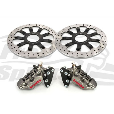 Triumph Bonneville T120 front brake kit with 340 discs and 4-piston Brembo calipers
