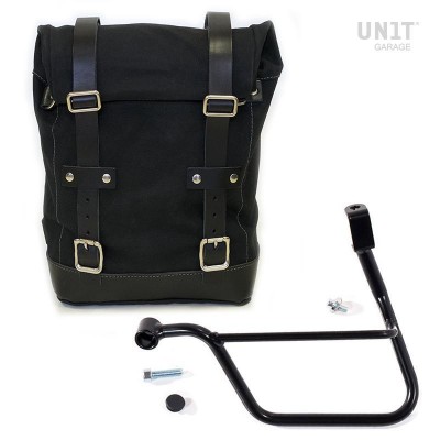Black canvas side bag + left frame Triumph Bonneville T120 Unitgarage