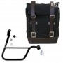 Black Brown canvas side bag + right frame Triumph Bonneville T120 Unitgarage