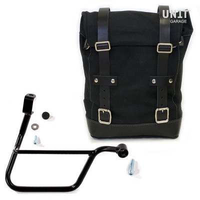 Black canvas side bag + right frame Triumph Bonneville T120 Unitgarage