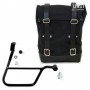 Black Brown canvas side bag + right frame Triumph Bonneville T120 Unitgarage