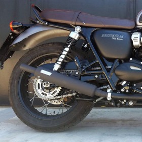 Pair of black Bonneville T120 approved bottle exhaust silencers