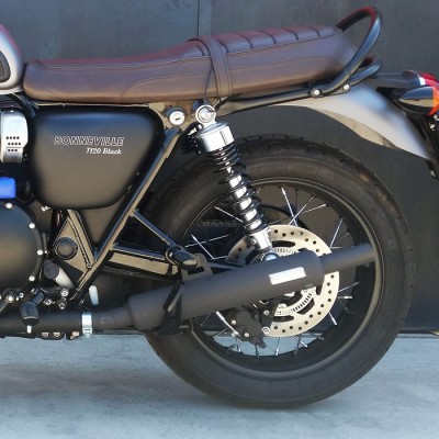 Pair of black Bonneville T100 approved bottle exhaust silencers