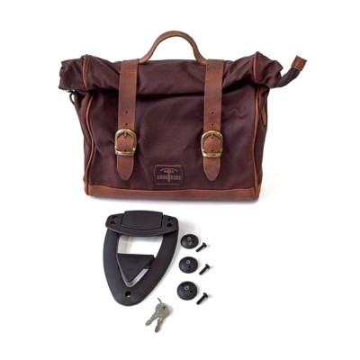 Longride Click-on side bag in brown waxed cotton