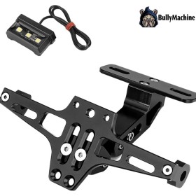 Universal adjustable motorcycle license plate holder with license plate light