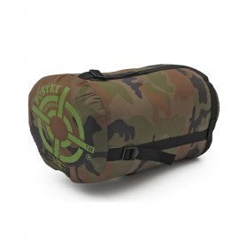 Camouflage sleeping bag with stuff sack
