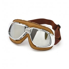 Classic Bandit glasses in brown leather and mirrored lenses