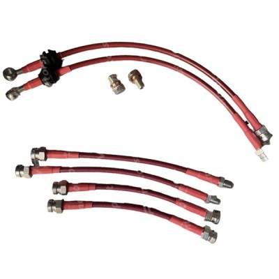 Abarth 500 595 695 front and rear aeronautical brake hose kit with Brembo calipers