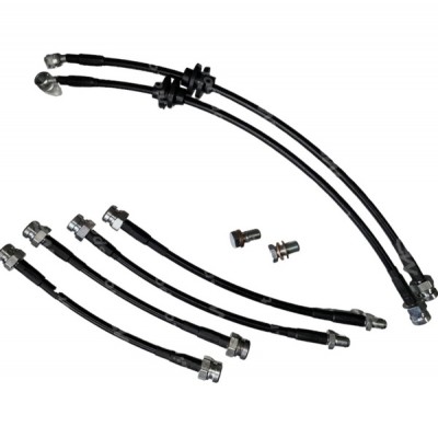 Abarth 500 595 695 front and rear aeronautical brake hose kit with Brembo calipers