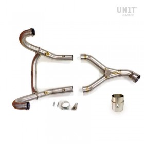 Titanium exhaust manifold with visible welding without catalyst BMW R NineT Euro5 up from 2021 Unitgarage