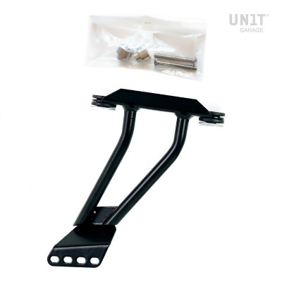 BMW R NineT high exhaust support with standard low exhaust and Unitgarage canister