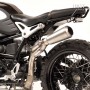 BMW R NineT high exhaust support with standard low exhaust and Unitgarage canister