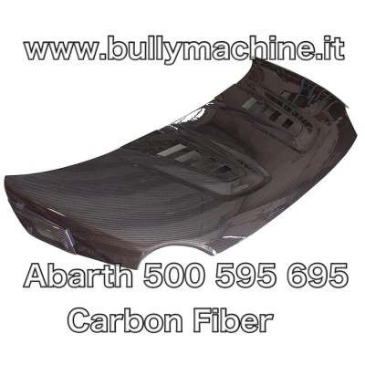 Biposto bonnet replica in carbon with upper and side air intakes in carbon Abarth 500 595 695