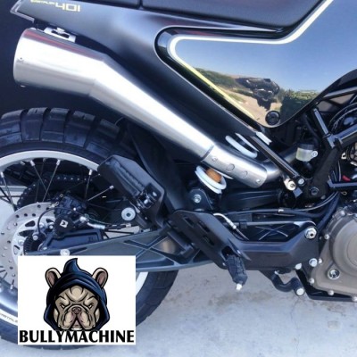 Husqvarna Vitpilen Svartpilen 401 high exhaust Bazooka Bullymachine satin