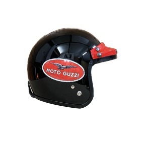 Black Bandit Extra Slim model helmet in Kevlar with Moto Guzzi livery and Red DMD peak