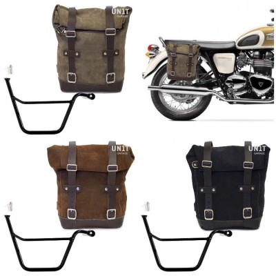 Borsa crosta di cuoio e supporto destro Triumph Bonneville T100 2001 2016 Unitgarage