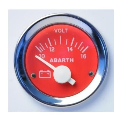 Strumento voltometro Abarth replica fondo rosso 52 mm