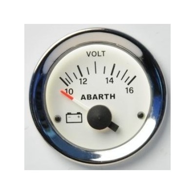Voltmeter instrument Abarth replica white red 52 mm