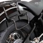 Canvas bag kit and BMW R18 side bag holder frame with Unitgarage fishtail exhaust