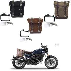 Side bag in split leather and Ducati Scrambler frame from 2023 onwards right side Unitgarage